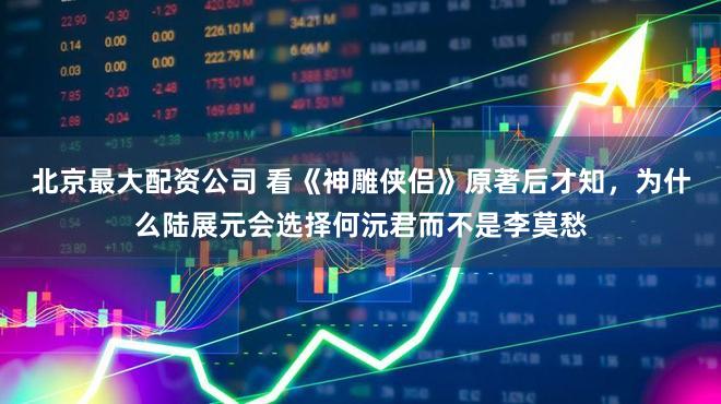 北京最大配资公司 看《神雕侠侣》原著后才知，为什么陆展元会选择何沅君而不是李莫愁