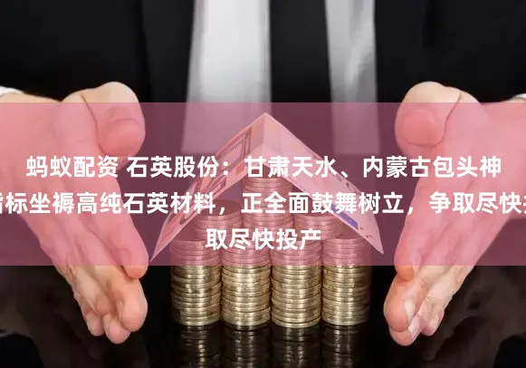 蚂蚁配资 石英股份：甘肃天水、内蒙古包头神态指标坐褥高纯石英材料，正全面鼓舞树立，争取尽快投产